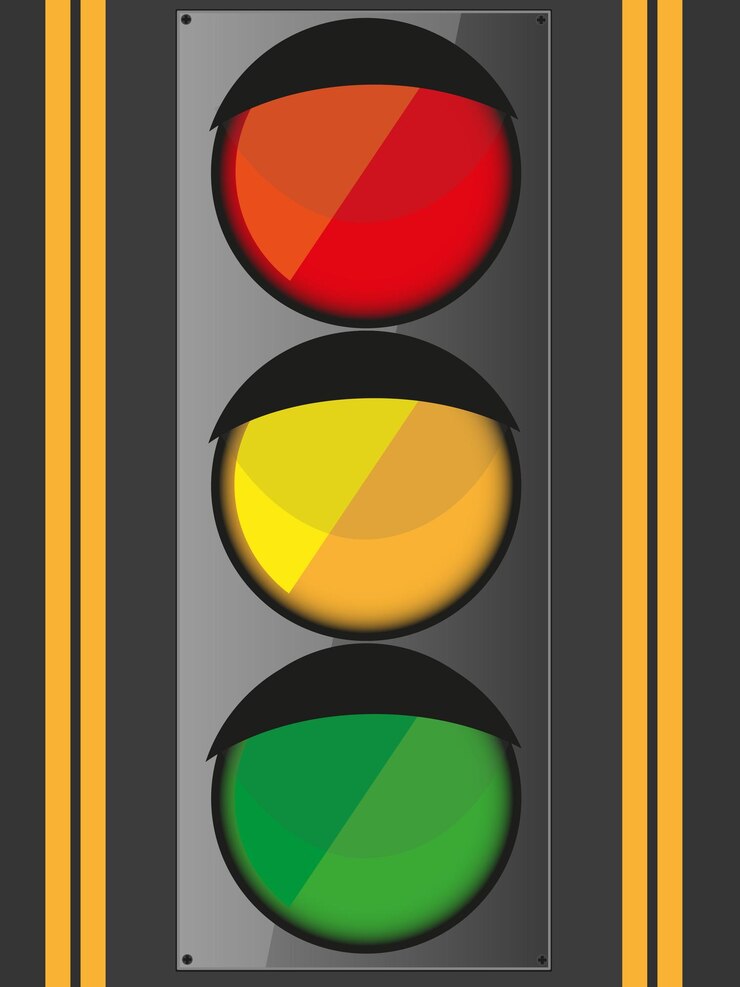 Vetor semáforo de sinalização no semáforo rodoviário regulamento de controle de direção transporte e pedestre ve