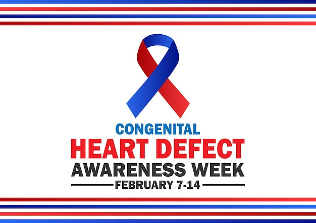 Vetor semana de conscientização sobre defeitos cardíacos congênitos ilustração vetorial fevereiro 714 conceito de feriado