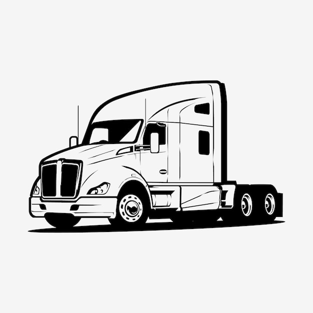 Semi caminhão big rig 18 wheeler vector art ilustração isolada em fundo branco