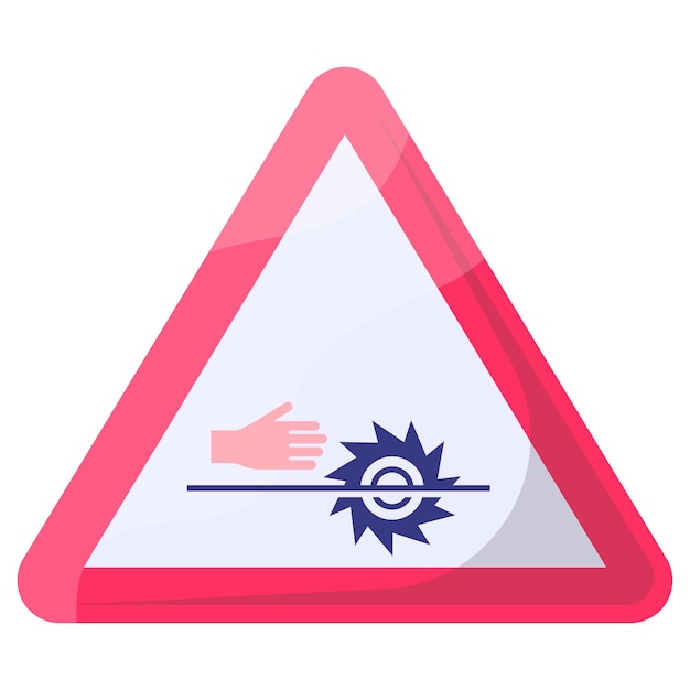 Sempre use segurança com o conceito de triângulo vermelho da lâmina de serra, não toque no disco de serra está executando o ícone vetorial
