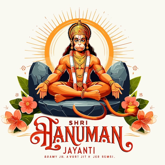 Senhor hanuman jayanti ilustração vetorial shri hanuman senhor ram devoto gerado ai