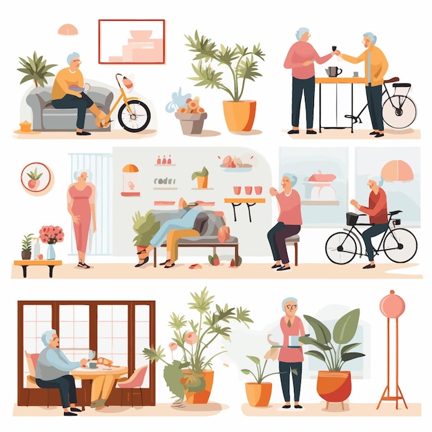 Vetor senior_life_scene_set_vector