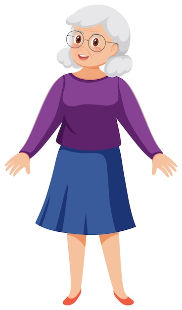 Sênior mulher vestindo camisa roxa