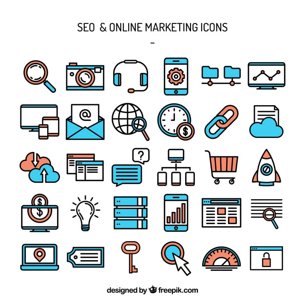 Seo e ícones de marketing online