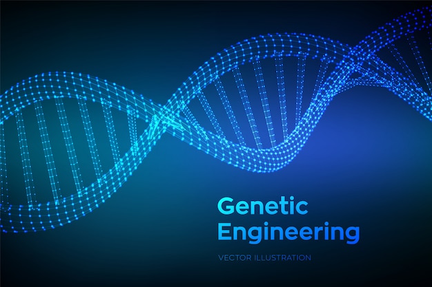 Sequência de DNA. Wireframe DNA código moléculas estrutura malha.