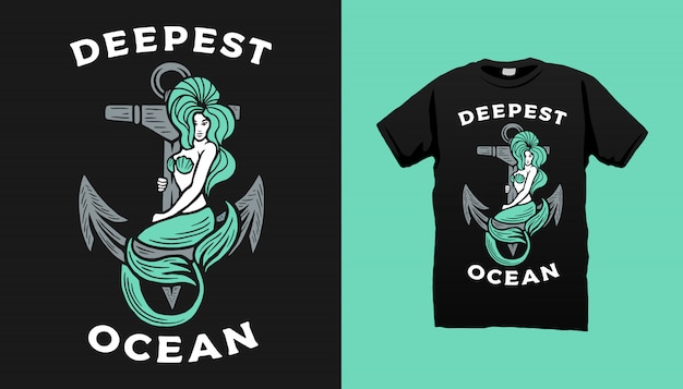 Sereia segurando âncora tshirt design