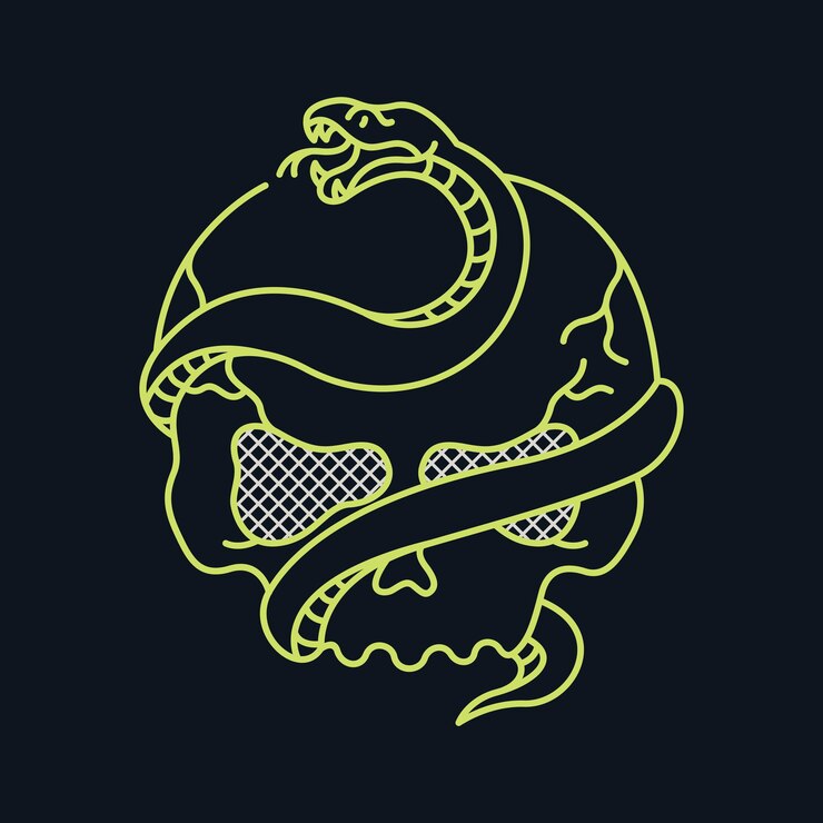 Vetor serpente da morte e caveira