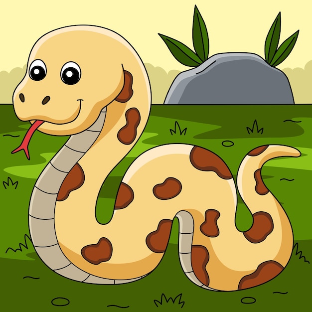 Vetor serpente no chão colorido ilustração dos desenhos animados