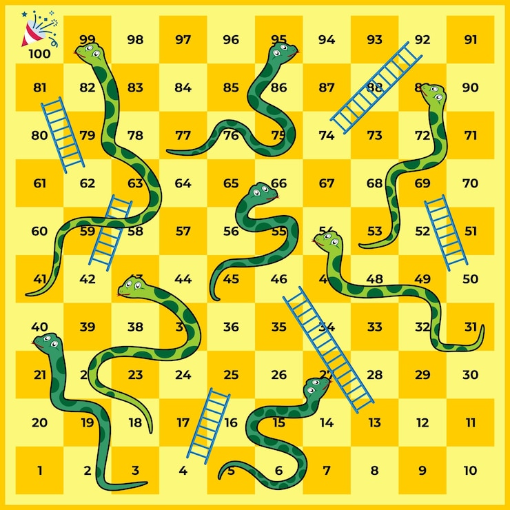 Vetor serpentes e escadas ilustração vetorial de jogo de tabuleiro