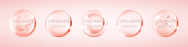 Serum de colágeno rosa ou bolha de essência Ácido hialurônico e vitaminas hidratantes Serum para cuidados com a pele