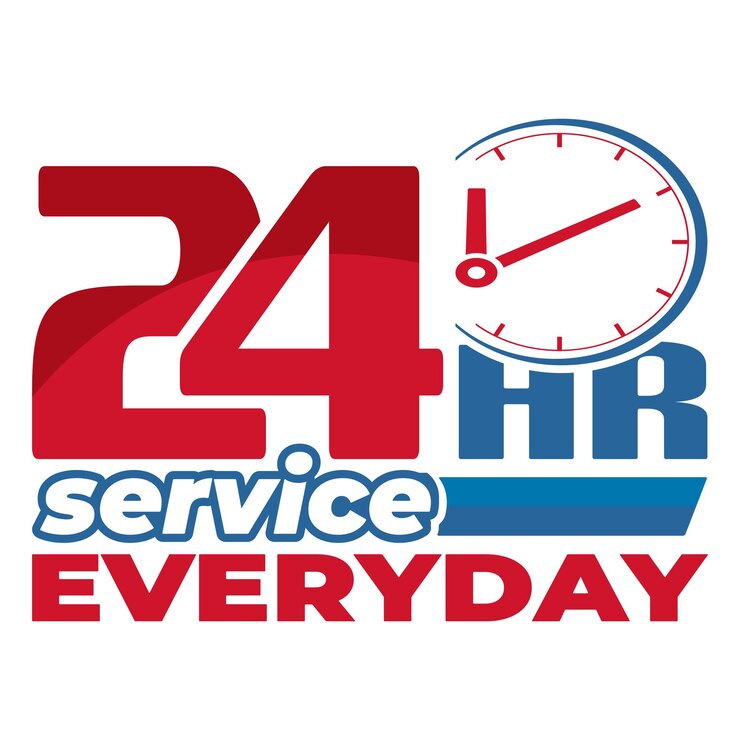 Vetor serviço 24 horas design de etiquetas diárias