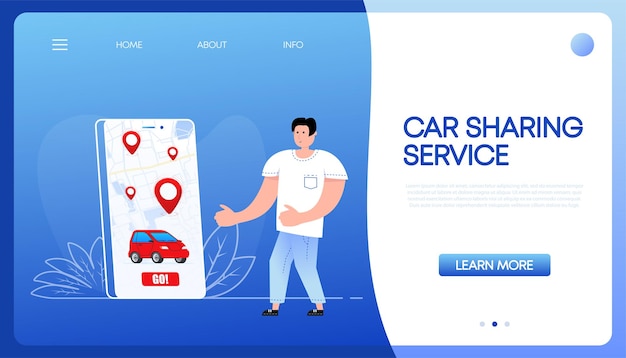 Serviço de compartilhamento de carro compartilhar automóvel para deslocamento ilustração vetorial