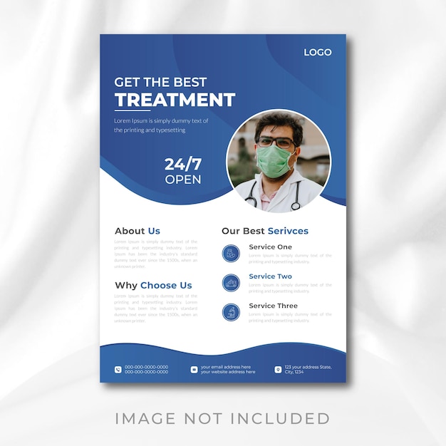 Serviço de consultor de saúde médica e design de folheto empresarial moderno Vetor Premium