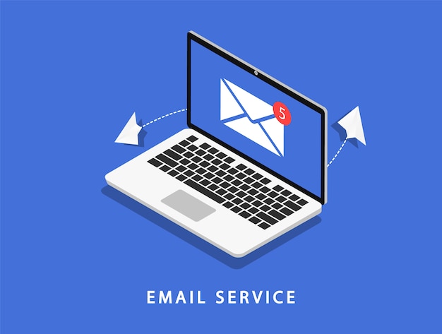 Serviço de email. laptop com correio. marketing de email.