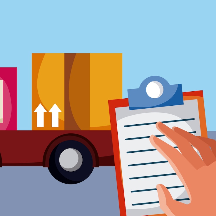 Vetor serviço de entrega com veículo