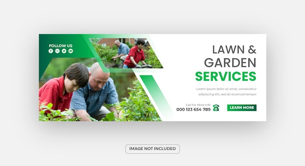 Serviço de gramado ou jardim capa do facebook ou cuidados com o jardim mídias sociais facebook timeline banner design