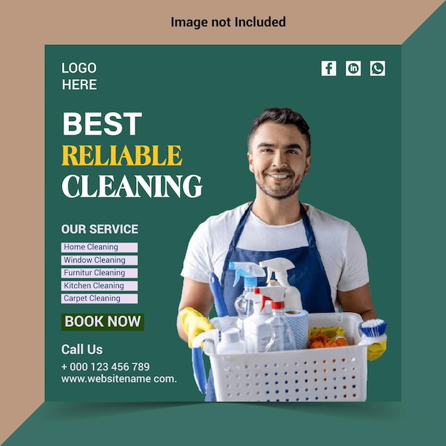Serviço de limpeza modelo de design de postagem de mídia social