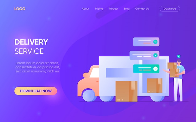 Serviço Entrega Pessoa Personagem Landing Page Conceito Site