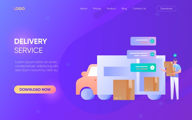 Serviço entrega pessoa personagem landing page conceito site