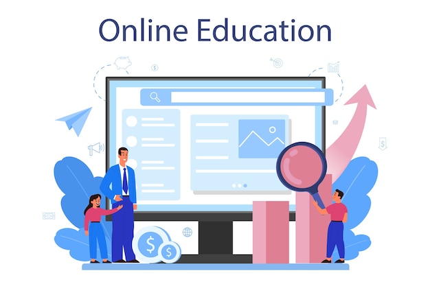 Serviço ou plataforma online de curso de educação em marketing