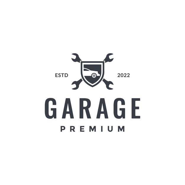 Vetor serviços de carro automotivo de transporte, chave de proteção de garagem, vetor de design de logotipo hipster