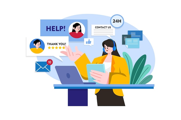 Serviços de contato comercial Conceito de ilustração em fundo branco