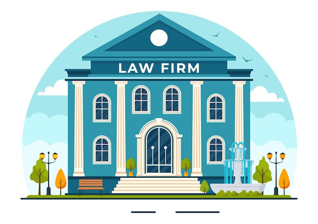 Vetor serviços de escritórios de advocacia ilustração vetorial com justiça conselhos jurídicos julgamento e advogado consultor
