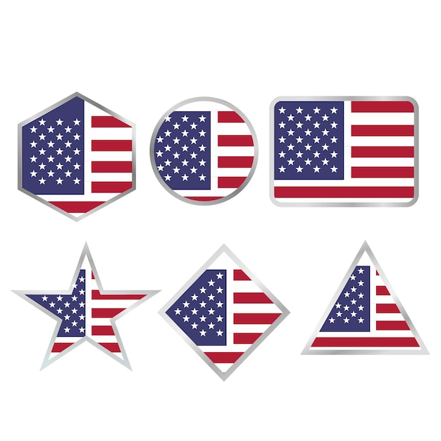 Set 6 bandeira americana com borda de metal