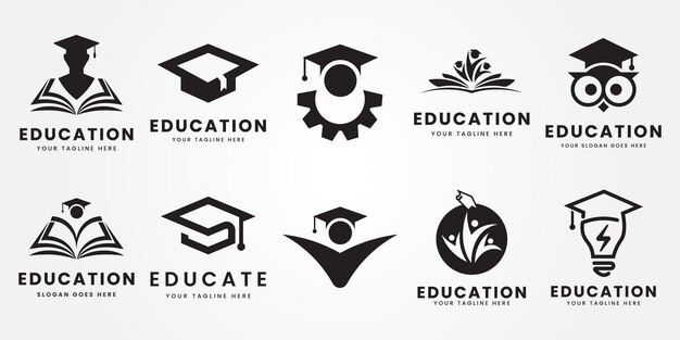 Vetor set bundle education logo icon design ilustração vetorial