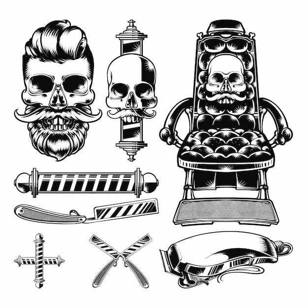 Vetor set bundle skull design ilustração do logotipo