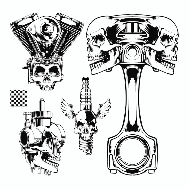 Set bundle skull design ilustração do logotipo