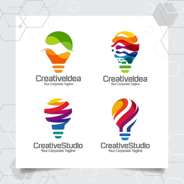 Set collection Bulb logo design de modelo de idéia