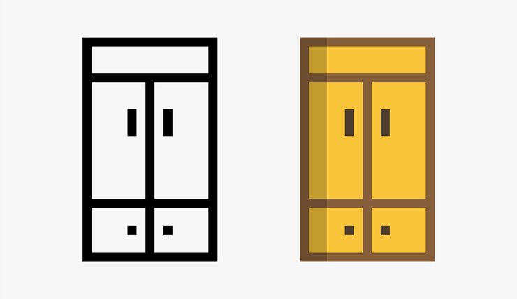 Vetor set cupboard pixel art ícone ilustração vetorial