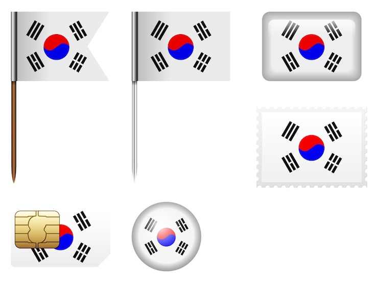 Vetor set de bandeiras da coreia do sul