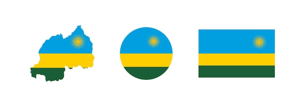 Set de bandeiras de Ruanda de vários estilos