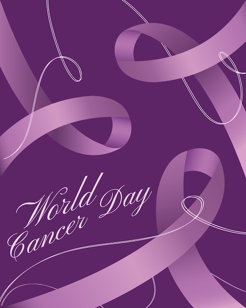 Vetor set de cartazes do dia do câncer de mama com fita roxa