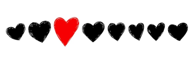 Vetor set de corações desenhados à mão doodle sketch scrawl set de corações valentine's day set line art scribble