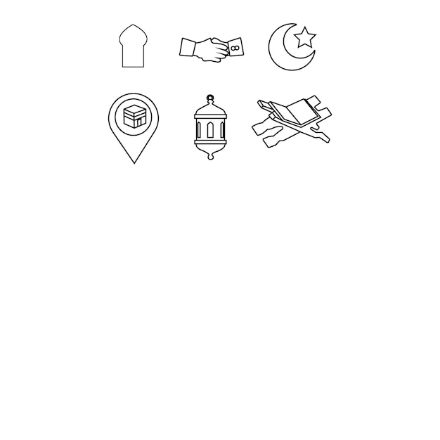 Vetor set de ícones de celebração islâmica árabe do ramadã ilustração vetorial silhueta ícone islâmico