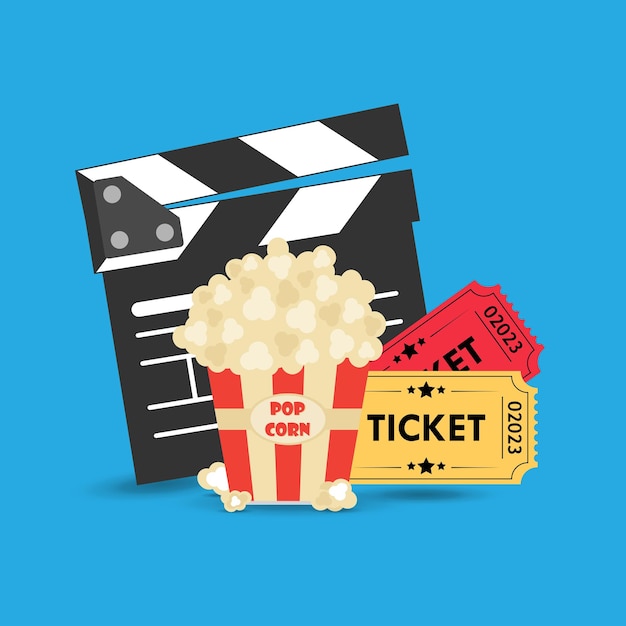 Set de ícones de cinema Clapper board Ticket Admit onepopcorn Rolo de filme ícone de mídia de filme e vídeo