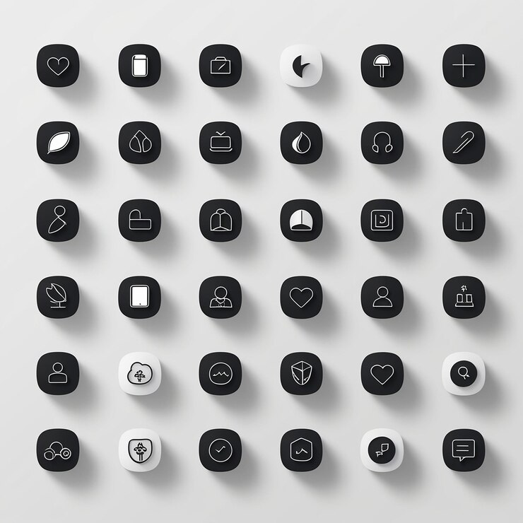 Vetor set de ícones de contorno minimalista preto