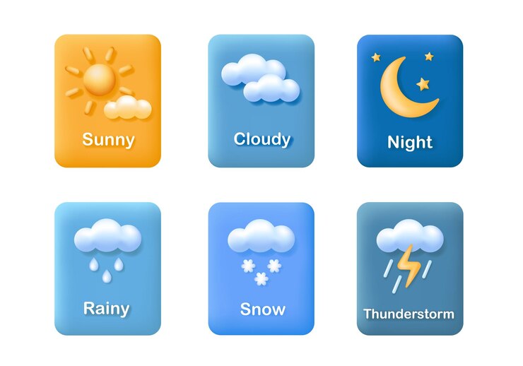 Vetor set de ícones de previsão do tempo no site ou no aplicativo móvel sol lua nuvens névoa chuva neve clima meteorologia