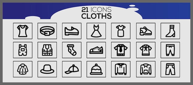 Vetor set de ícones de roupas set de ícone de moda desenhado à mão