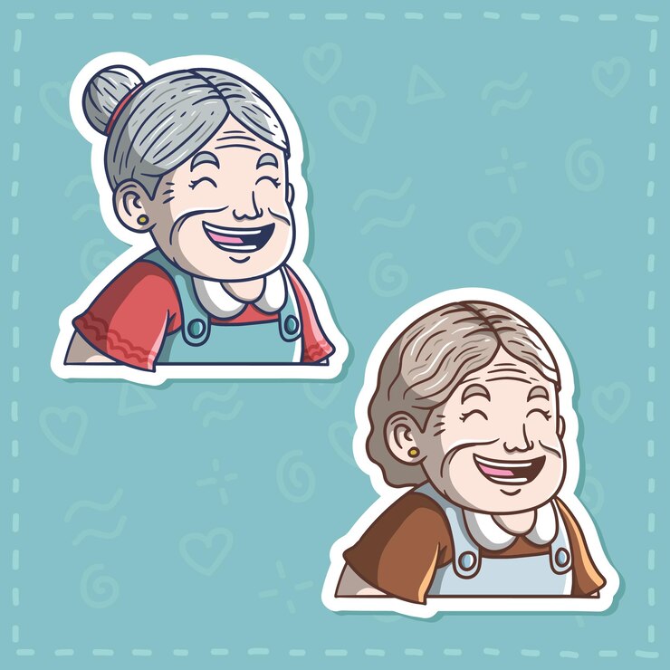 Vetor set de ilustração de personagens de mascote de desenho animado de avó cozinhando ou avó