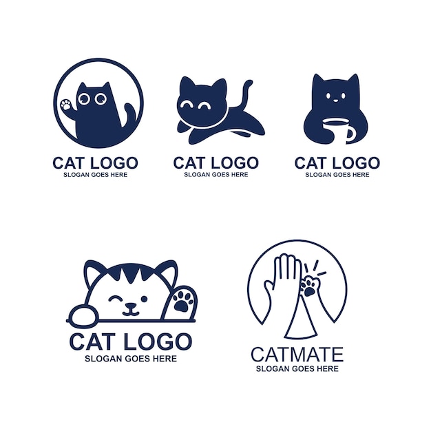 Vetor set de logotipos de gatos.