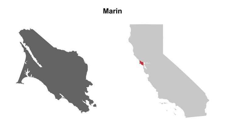 Vetor set de mapas em branco do condado de marin, califórnia