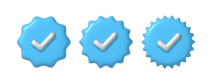 Vetor set de marca de verificação azul 3d ícone verificado ou aprovado