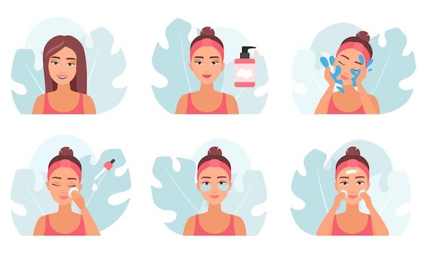 Set de remoção de maquiagem meninas remover o rosto com gel de limpeza e água usar almofada de algodão