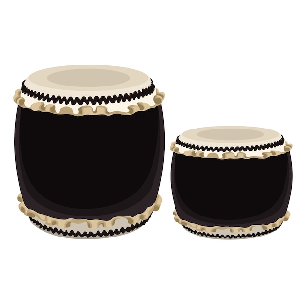 Set de tambor taiko Instrumento de música percussiva tradicional japonesa Ícone Ilustração vetorial
