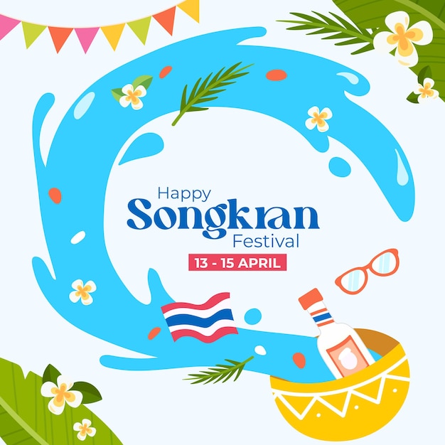 Set de vetores decorativos do Festival de Songkran Ilustração Tailândia Feriado de Ano Novo