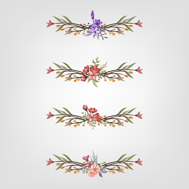 Set flor botânica elementos florais ramos decorativos folhas ervas plantas selvagens flores para eu